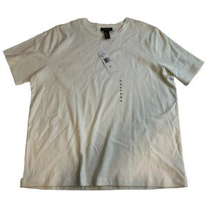 Lauren Ralph Lauren Women's White Crew Scoop Neck Short Sleeve Logo Shirt 3X